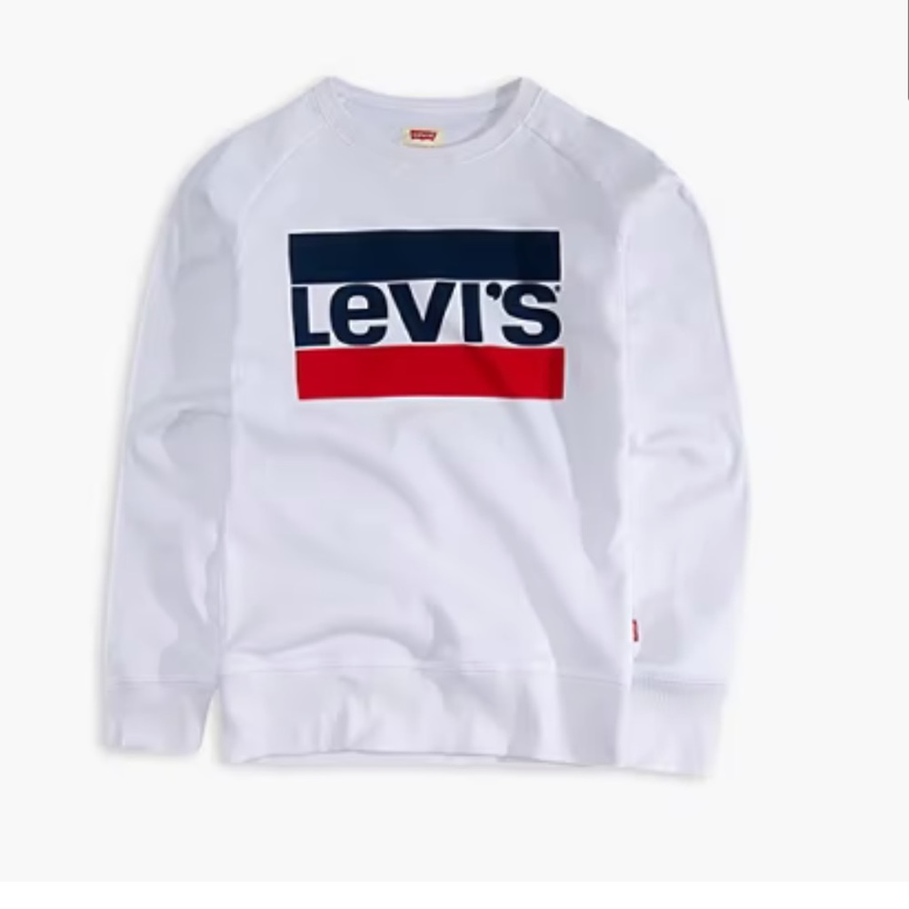 LIKE NEW: Levi’s Womens White Logo Front Crew Neck Sweatshirt